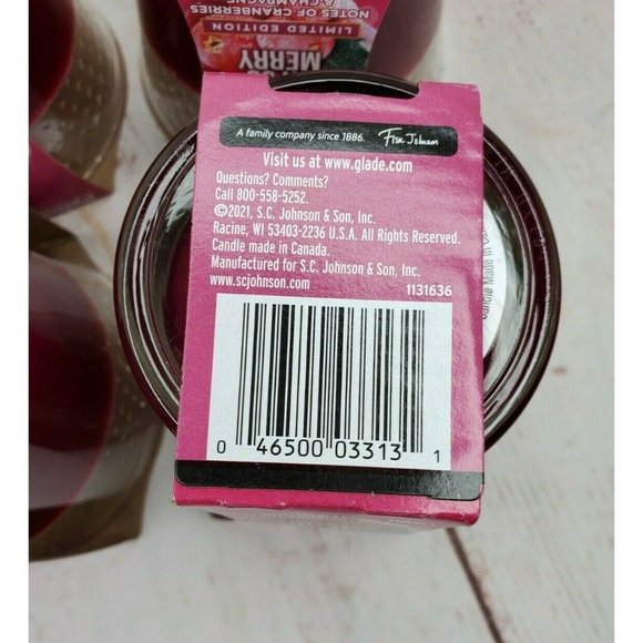 4 SC Johnson Glade Cranberry Oh So Merry Scented Limited Edition 3.4 Oz Candle - Picture 8 of 11